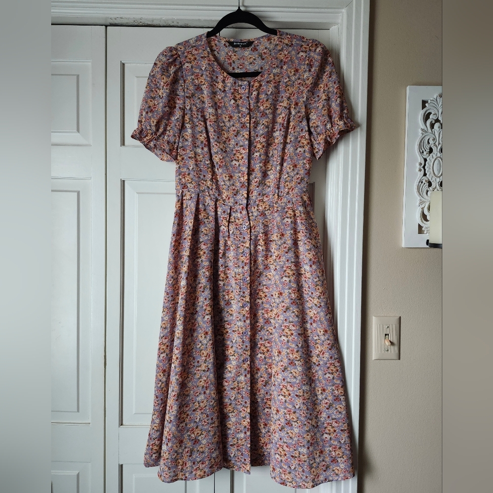 NWOT Floral Fit And Flare Button-Down Dress
